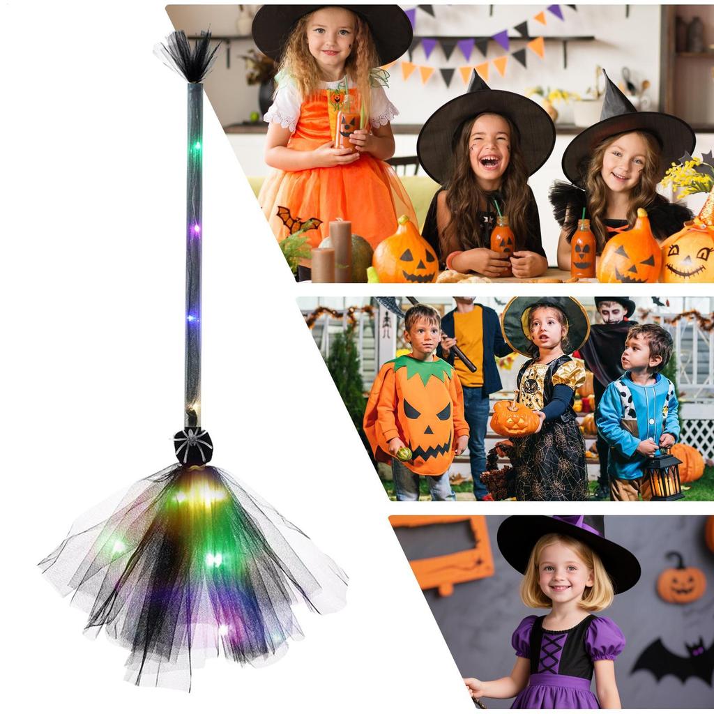 Halloween Witch Broom Light Up Broom Witch Costume Accessories Cosplay Accessories Halloween Decorations For Party Kids Role