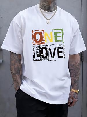 Men T-shirt Vintage ONE LOVE Lettrr  Retro Cotton Tee Women Streetwear Harajuku Oversize Casual Loose Short Sleeve Couple Unisex