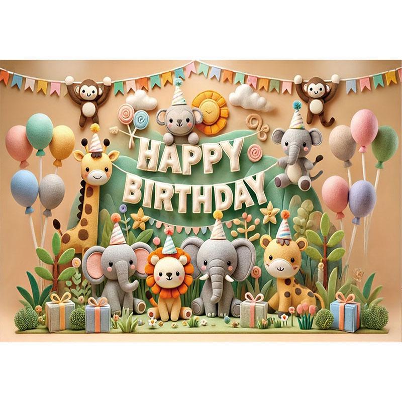 Farm Animal Theme Birthday Backdrop Banner Party Banner Cute Happy 1St Birthday for Little Boy Background Outer Garden Poster