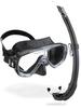 CRESSI Snorkeling Mask & Snorkel Set [ONDA & MEXICO] Single Lens Mask & Simple Snorkel with Dry Guard, Black, DM1010155 [Authentic]