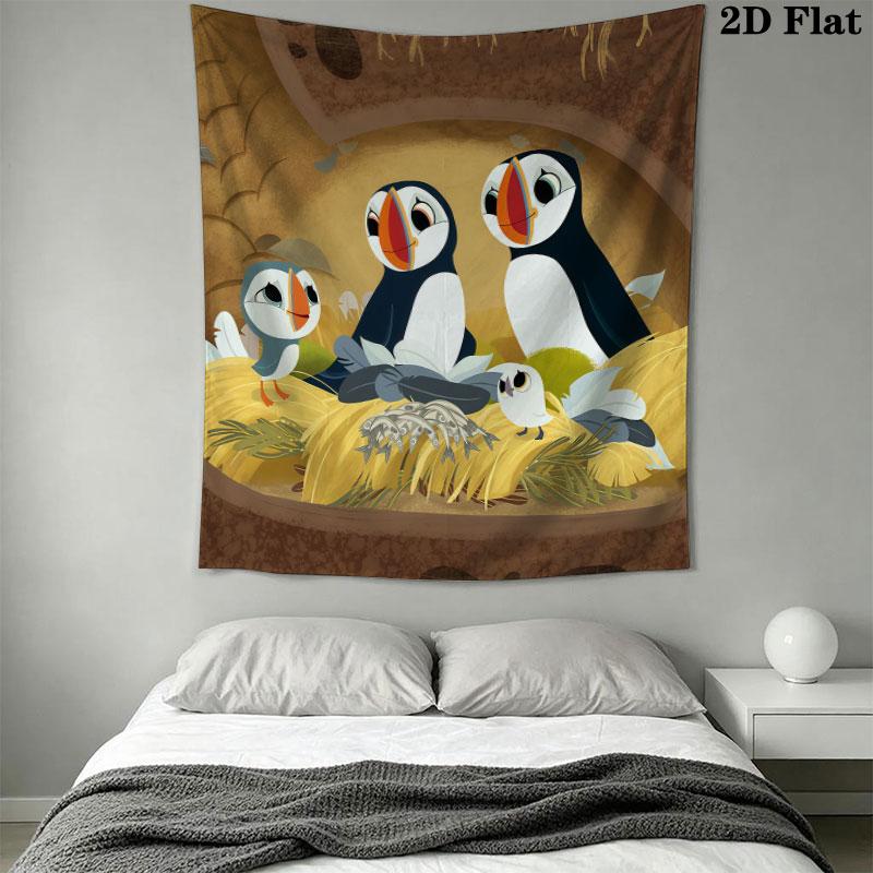Puffin Rock poster Wall Hanging Printed Fabric Blanket Decorative Tapestries for Bedroom Living Room Home Decor