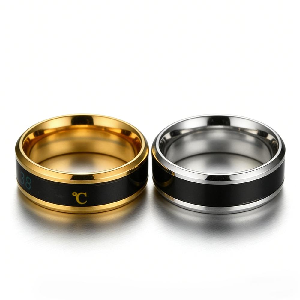 

Smart Stainless Steel Multifunctional Ring for Couple Mood Feeling Intelligent Temperature Sensitive Rings Waterproof Zircon 6 золотой