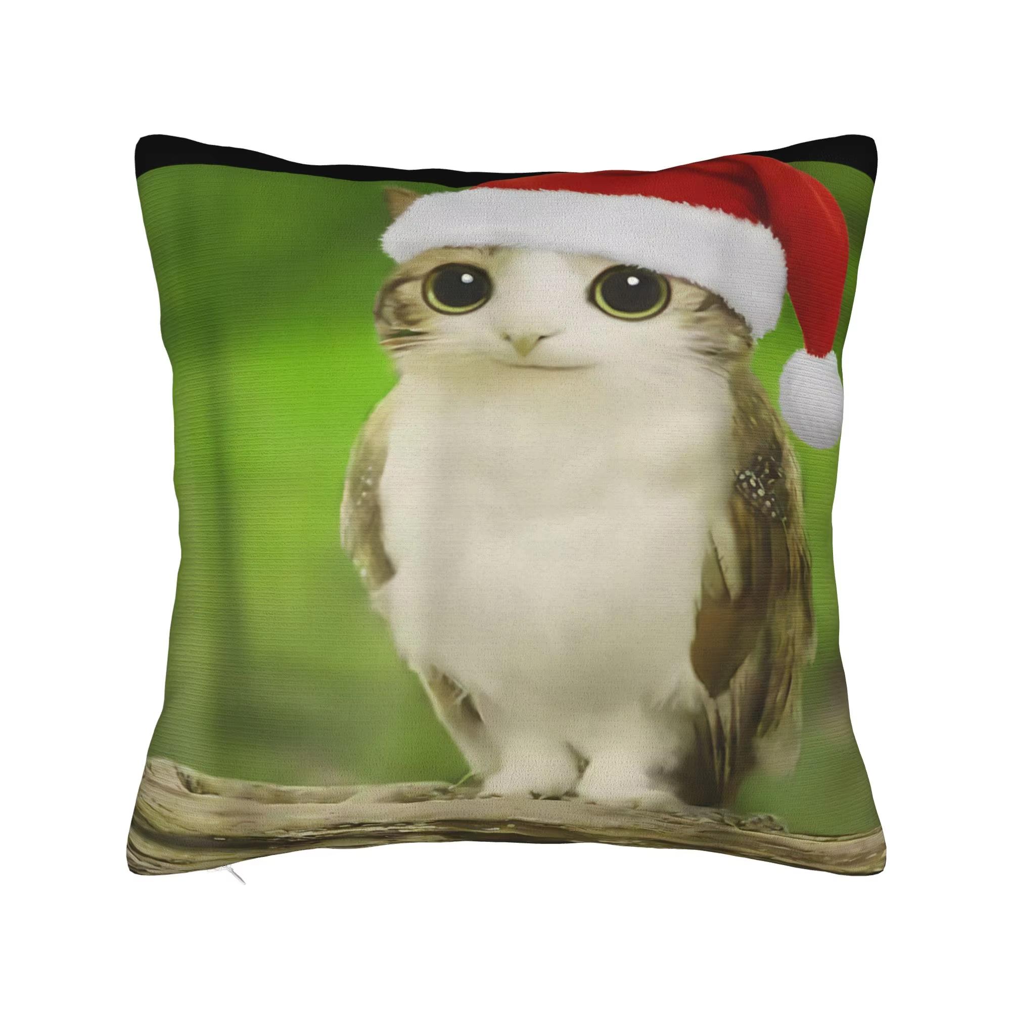 

Двостороння подушка-мем Meowl Декорація для вірусної інтернет-тематичної вечірки з принтом кішки та сови для мем-заходів 45cmx45cm