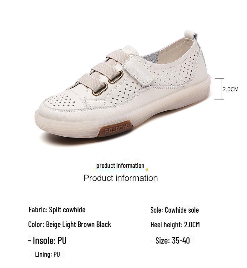 Summer Korean-Style Women's Hollow Velcro Sneakers - Soft, Trendy, and Perforated Design.