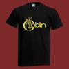 Goblin Grafiklogo Gelbes Design Schwarzes T-Shirt