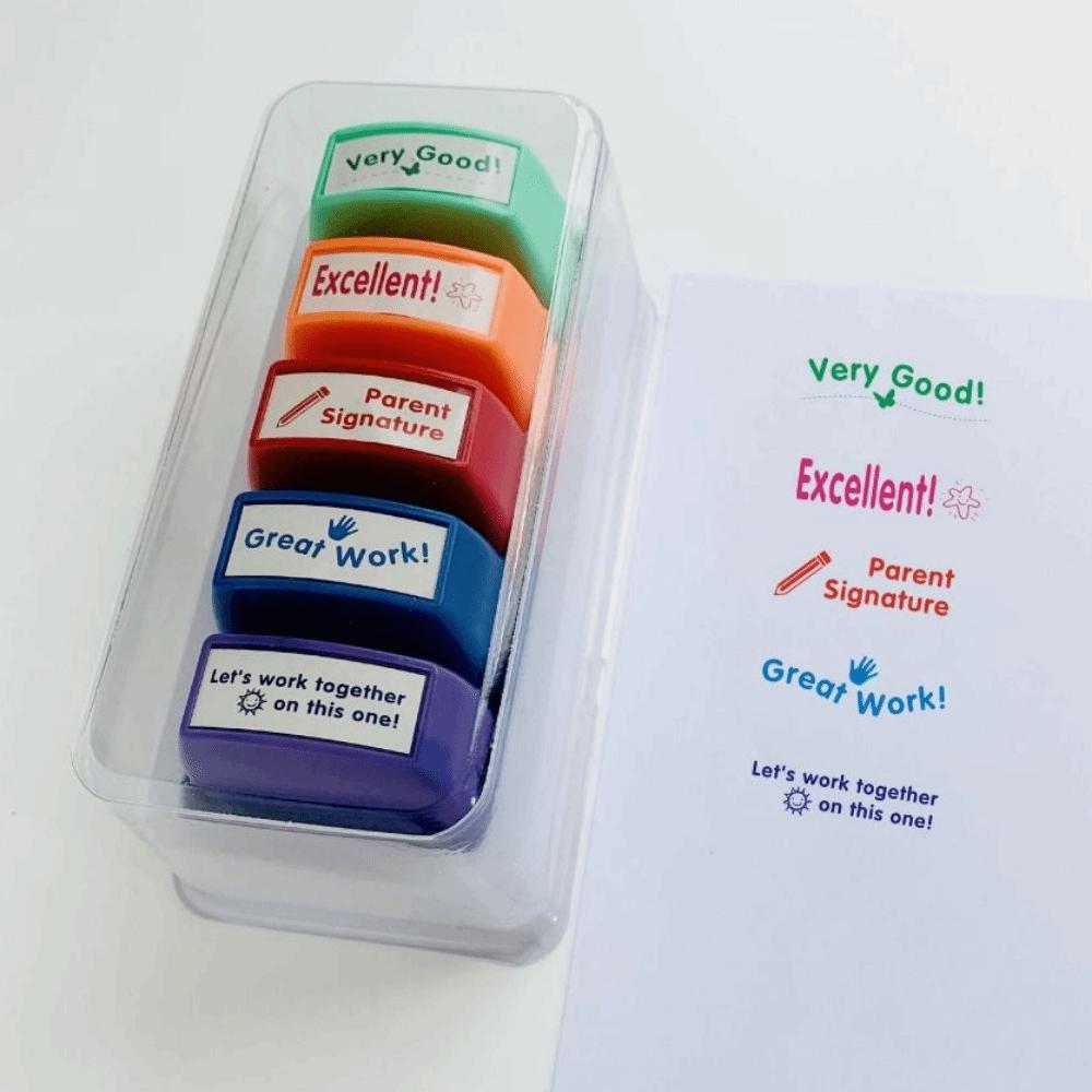 5/8Pcs Creative Auto-Refilling Stamp Colorful Teacher's Comment Stamp  Homework Evaluation
