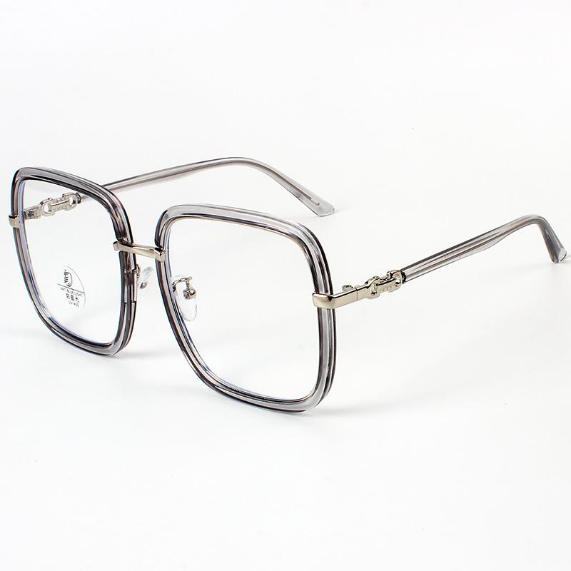New TR90Square large frame anti-blue light flat glasses Personalized plain face-covering decorative myopia glasses frame