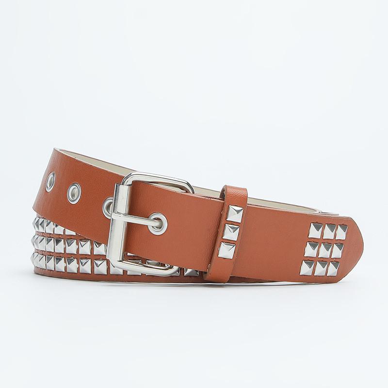 

Pu Fashionable Leather Punk Mens Belt With Alloy Buckle And Decorative Studs In Trendy Colors 1053.3 верблюд