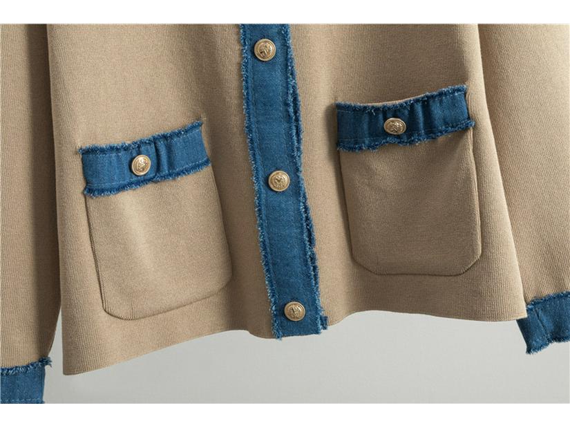 Women's Autumn Winter Knitted Denim Sweater & Wide Leg Pants Set