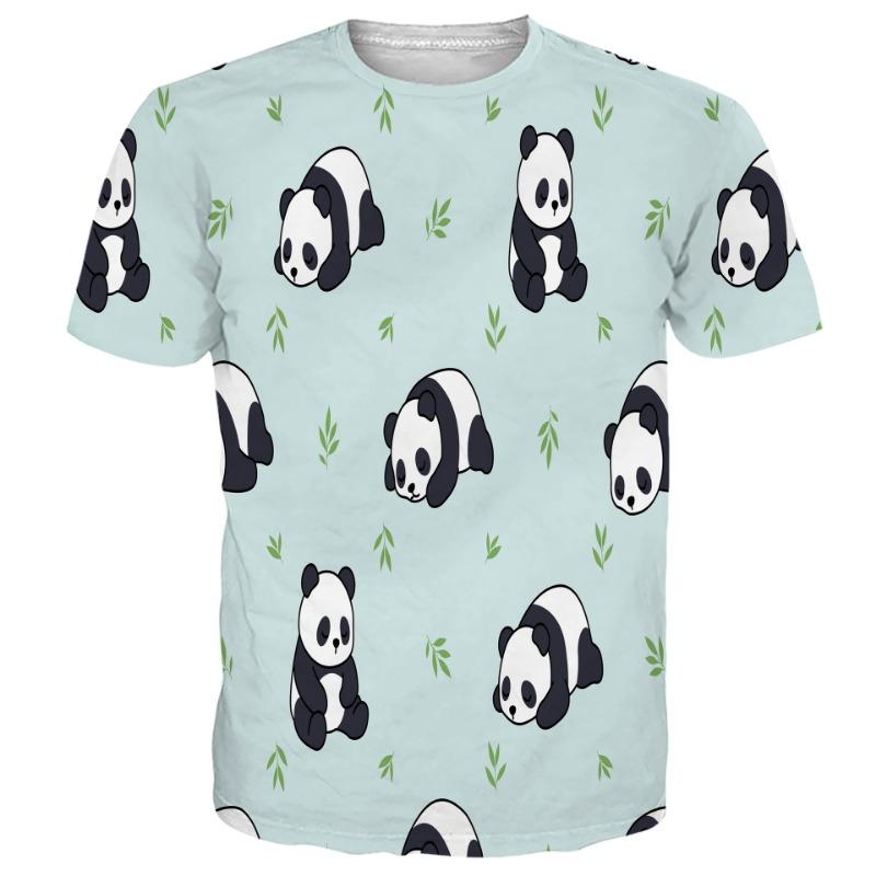 Osvěžující 3D digitálně potištěné roztomilé kreslené panda pánské letní tričko s krátkým rukávem a kulatým výstřihem