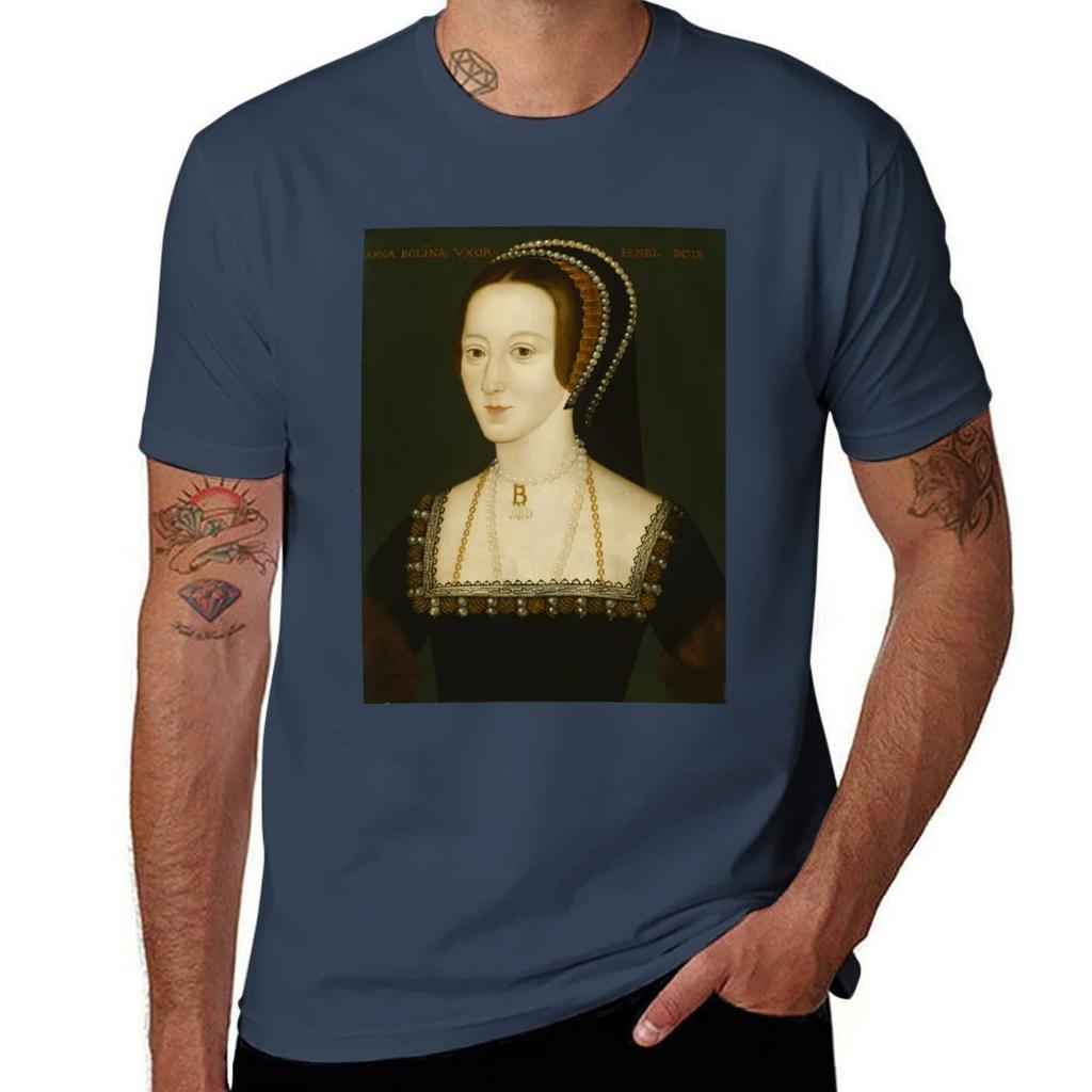 Anne Boleyn Portrait Tshirt Basic Solid Color Short Sleeve Cotton Top Tshirt