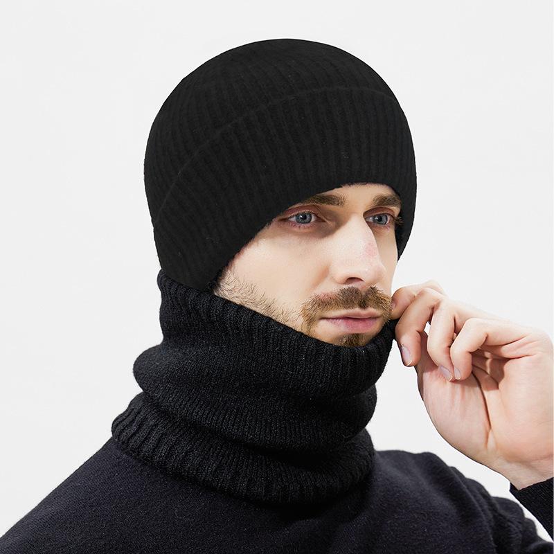 Winter New Wool Double-layer Thread Thickened Cold-proof and Warm Knitted Hat Men's and Women's Simple Ski Wool Cold Hat
