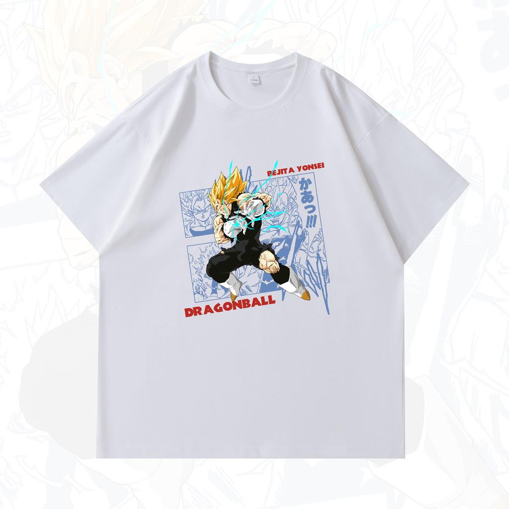 Dragon Ball Anime Peripheral Printed Japanesestyle Pure Cotton Shortsleeved Tshirts for Men and Women Super Saiyan
