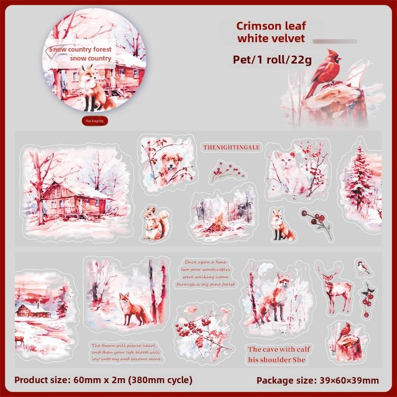 

Journamm 60mm*2m PET Tapes Winter Forest Stickers Decor Junk Journal DIY Scrapbooking School Supplies Collage Stationery Tapes