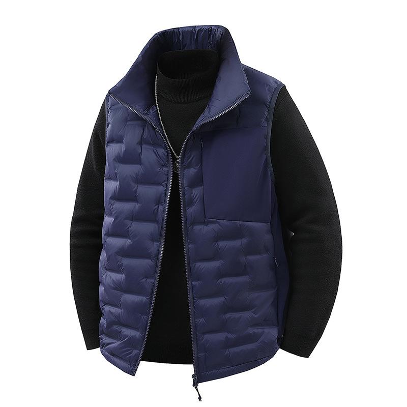 Autumn and Winter Down Jacket, Coat, Men's Stand Up Collar, Lightweight Outdoor Warm Sleeveless White Duck Down Coat Jacket