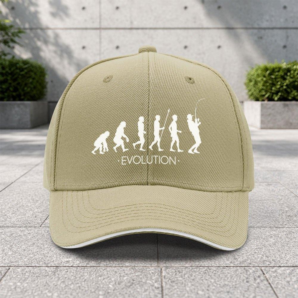 1pc Fishing Evolution Chart Adjustable Sandwich Baseball Cap Trendy Printed Craft Suitable For Outdoor Sports And Camping En