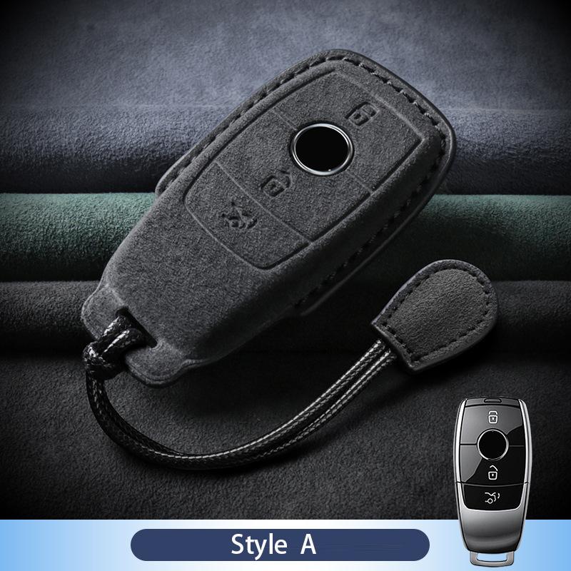 Leather Car Key Case For Mercedes Benz A C E S G R Class Gls Gla Glk Glc Cls Cla Amg W204 W205 W212 W463 W176 Suede Accessories