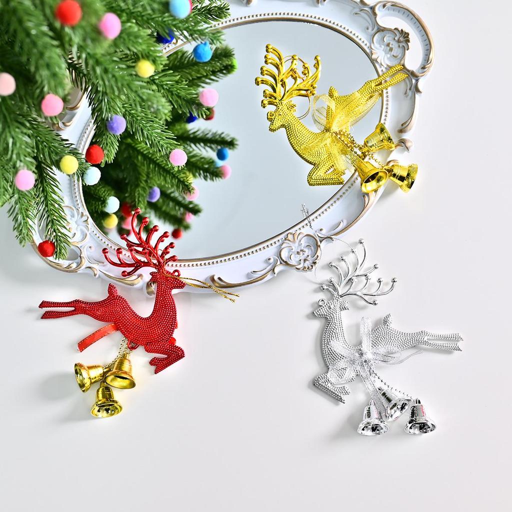 Colorful Reindeer & Bells Christmas Ornaments for Tree & Party Decoration