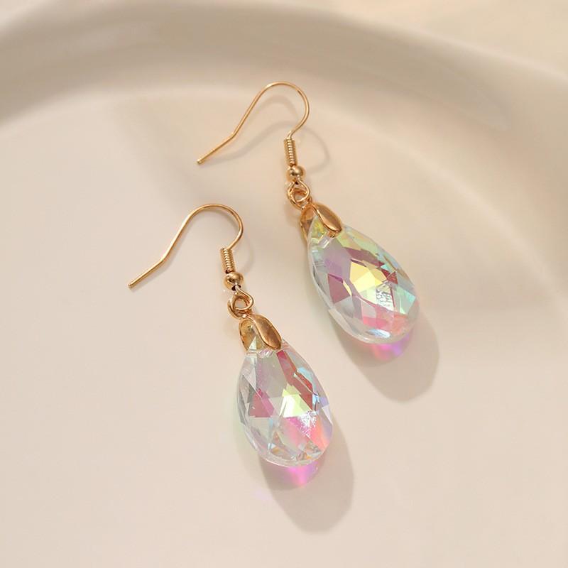 European and American Crystal Jewelry High-end Long Teardrop Earrings Fashionable Light Luxury Colorful Zircon Earrings
