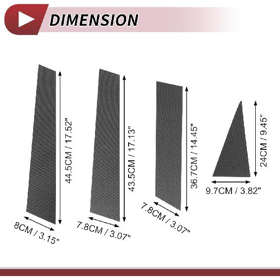 8 Pcs Door Pillar Window Trim for Nissan Rogue 2014-2020 Front Rear Left Right Anti Scratch Sticker Pillar Posts Cover Carbon Fiber Pattern Black