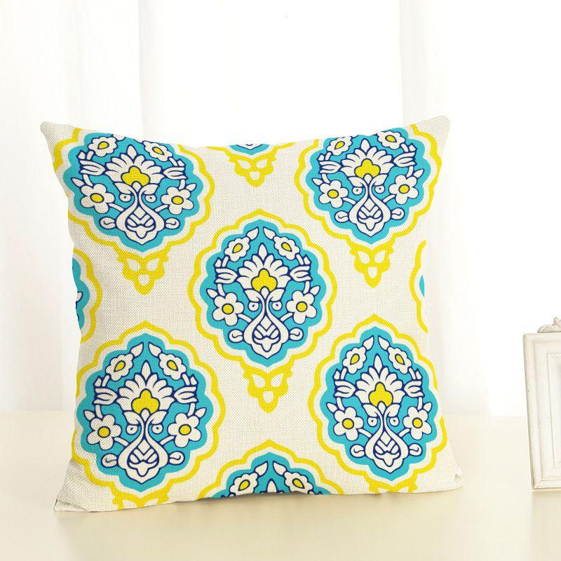 Premium Geometry Painting Pillow Case New Case 45*45 Cotton Linen Throw Pillows