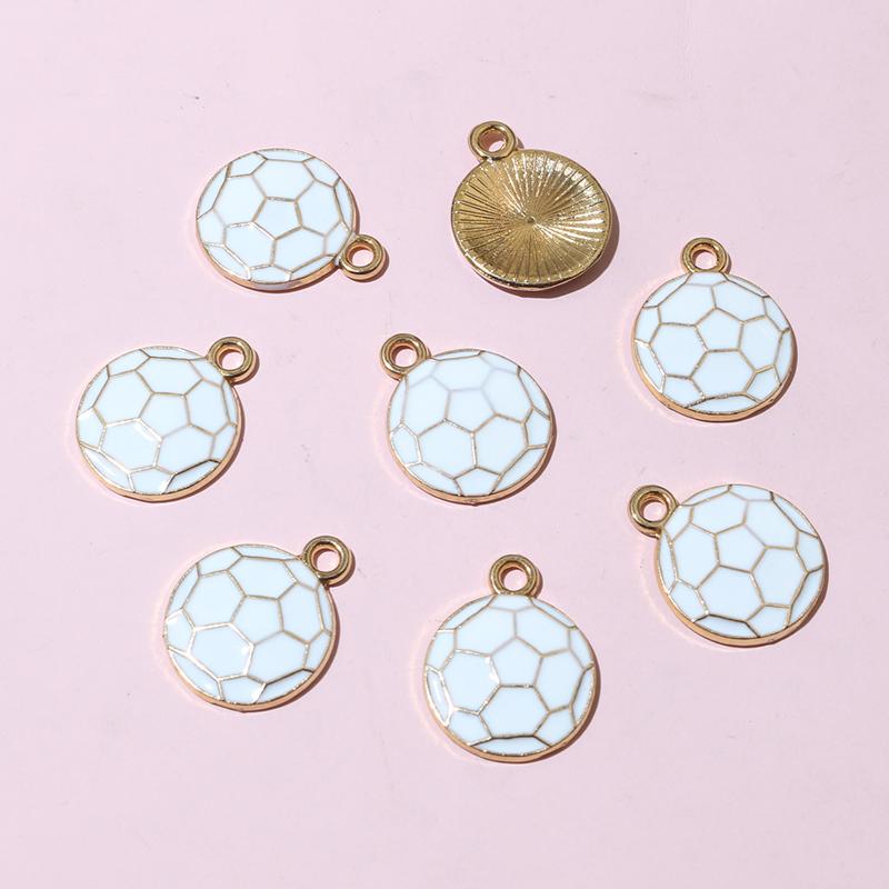 20pcs 16.5x13mm Enamel Football Soccer Small Charms Pendant Zinc Alloy Metal DIY Jewelry Making Accessories Findings