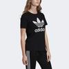 Adidas Originals Trefoil Tee Color Block Logo Print Sports American Vintage Crew Neck Short Sleeve T-Shirt Women Tops Black FM3311