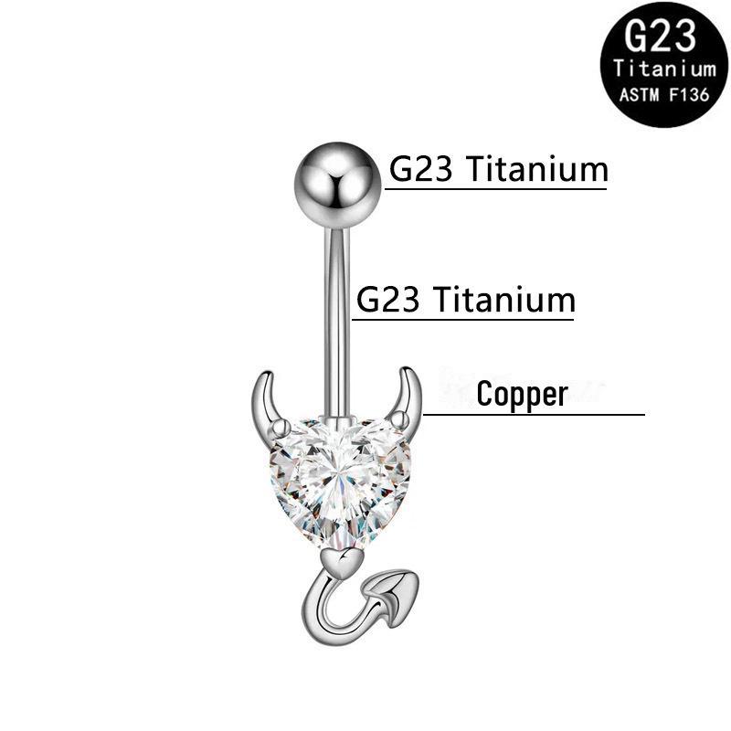 European & American Style G23 Titanium Zircon Devil Belly Button Ring, 14G Body Piercing Jewelry