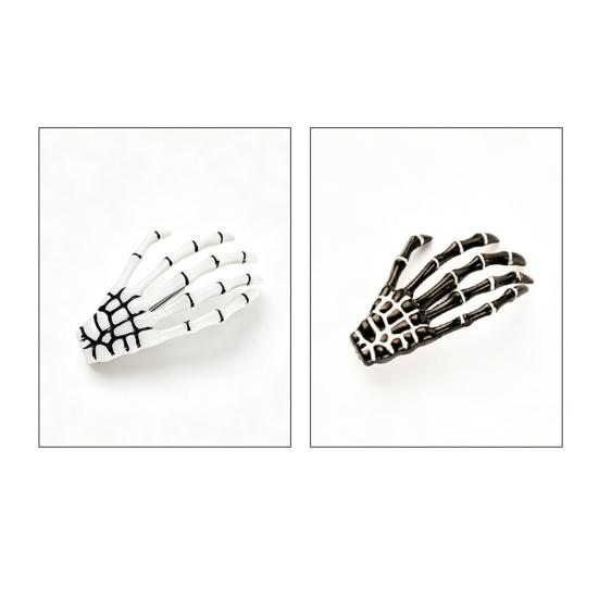 Xiaobudian 2Pcs Gothic Dark Style Hairpins, Hair Pins for Bangs, Skeleton Hand Bone Clips Halloween Cosplay Photography Props
