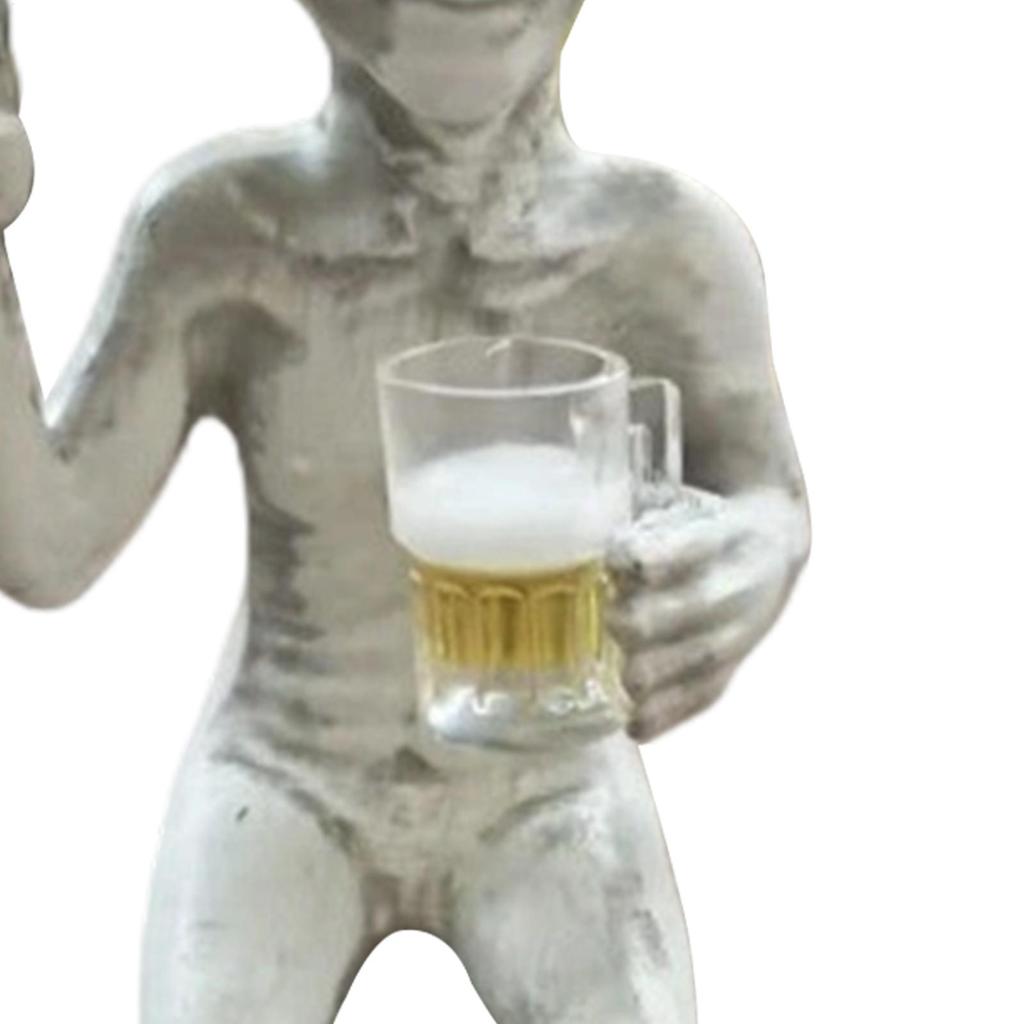 Beer Drinking Alien Statue Resin Novelty Collectible Funny Desktop Decoration For Adults Desk Bedroom Garden Outdoor Shelf Decor