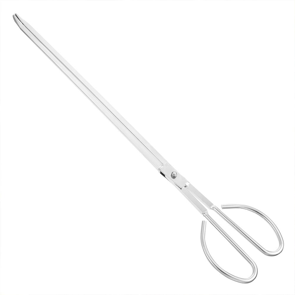 

Щипцы для костра Барбекю Дровяной захват Зажим для котла Длинная ручка Удлиненный уголь Камин из нержавеющей стали 48X10X0.5CM серебряный