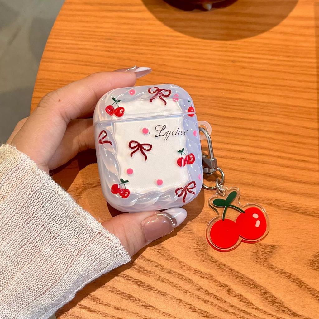 Twist edge cherry for Apple AirPods 1 Bluetooth wireless earphone case Pro1/1st generation earphone cover cartoon