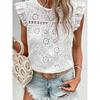 Hollow out Breathable Pullover Women's Casual Loose Lotus Leaf Sleeveless T-shirt