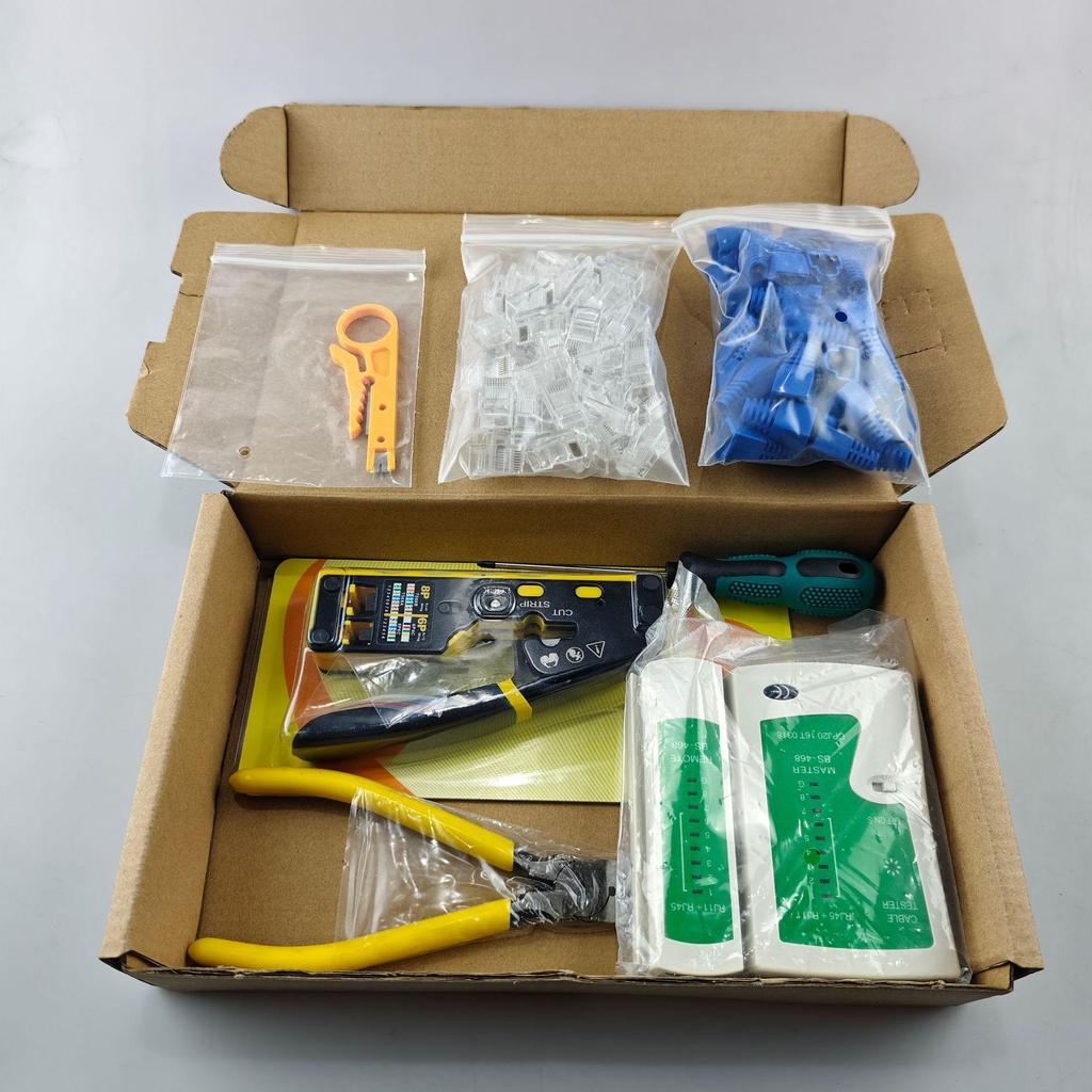 Set Mesh Cutters Network Crimping Test Perforated Crystal Head Making Pliers Tool Combination Hardware Network Repair