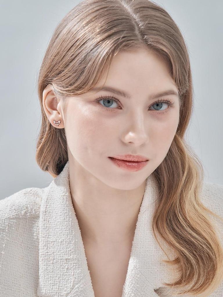 [ELLE Schmuck] 14K GF Einfache Wassertropfenstein-Zwei-Stift-Ohrringe ELGPEE527