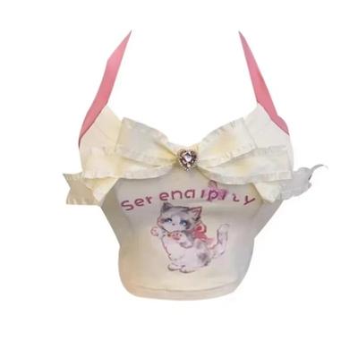 Zomer Vrouw Schattig Y2k Tank Tops Boog Kawaii Lolita Vest Vrouwelijke Koreaanse Mode Zoete Partij Korset Hete Meisjes Jaren 2000 Hemdje Chic