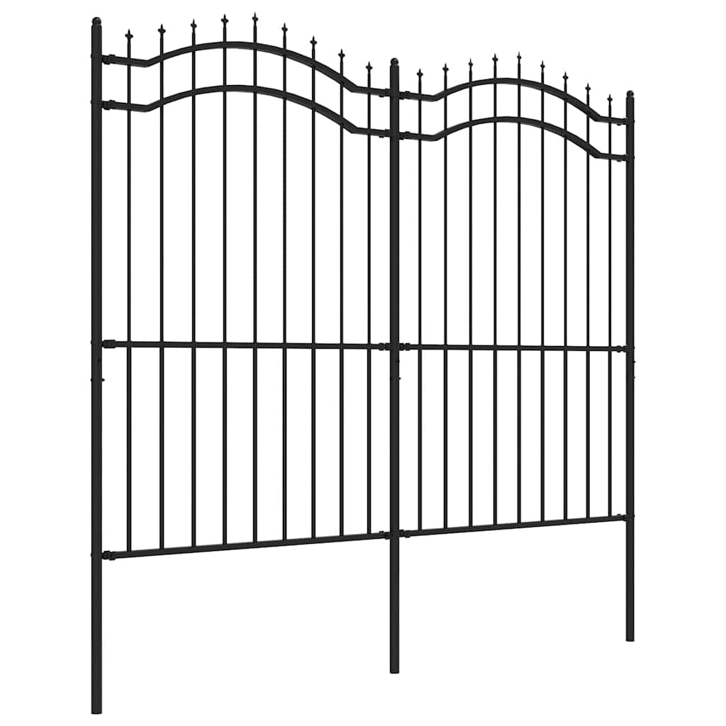Vidaxl Ogrodzenie Z Grotami, Czarne, 222 Cm, Malowana Proszkowo Stal