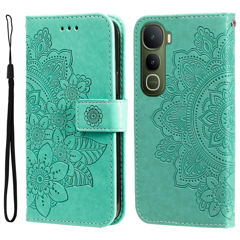 For Vivo Y400 5G Case Floral Pattern PU Leather Wallet Stand Phone Cover