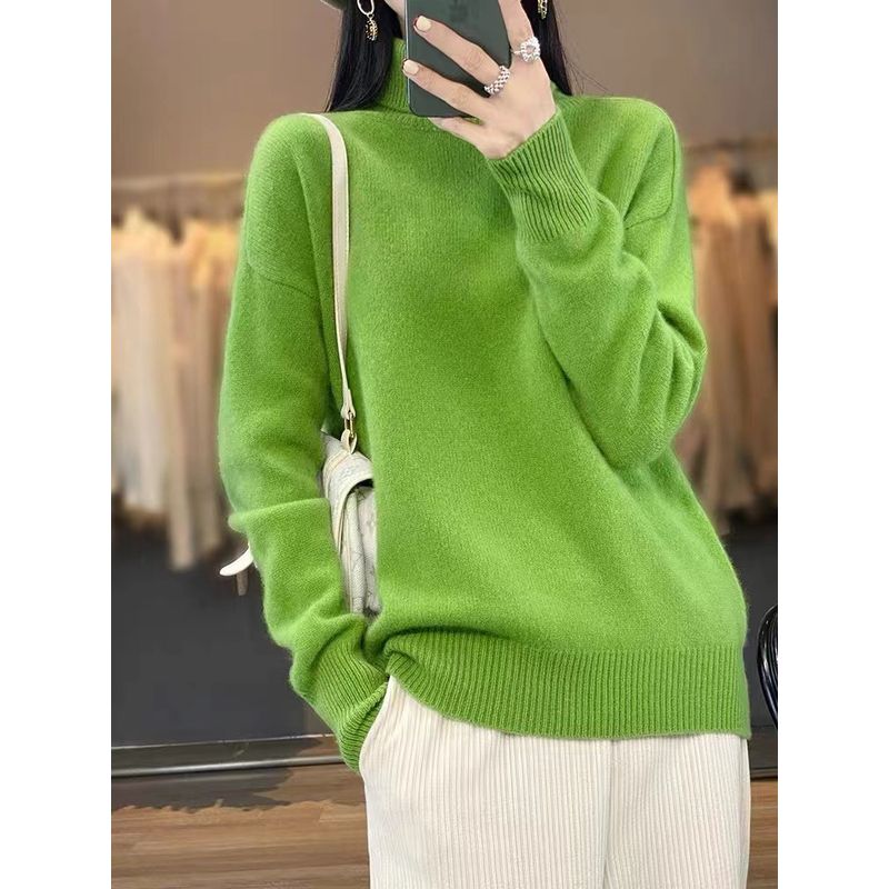 Women's Sweater Fall and Winter Thickened Turtleneck Women Loose Knitted Pullover Sweater Idle Style Bottoming Shirt Women