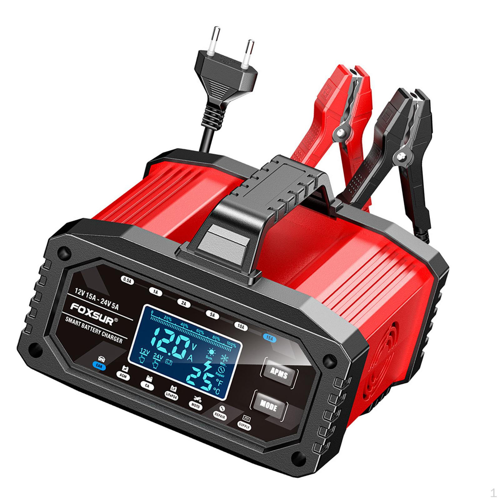 

15 Amp Automotive Battery Charger US 110V Plug LCD Display for RV Suvs