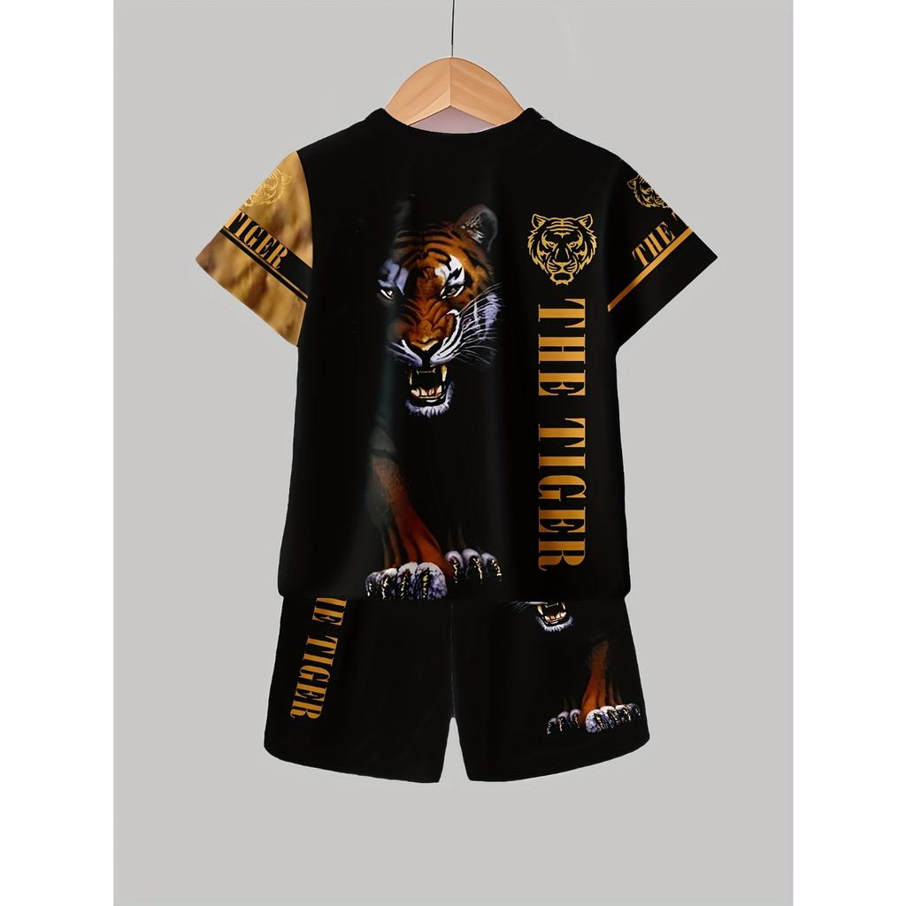 Boys Fashion 3D Printed Casual Pullover Short Sleeve Shorts  Sweatshirt T-Shirt Shorts Perfect  Outdoor