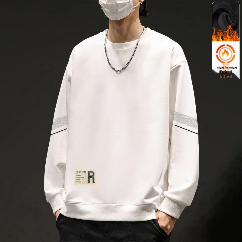 

Quick-Shipping Fleece Hoodie: Men s Trendy Loose Fit, Round Neck, Long Sleeve Top for Autumn/Winter XL (For 115-130 Jin)
