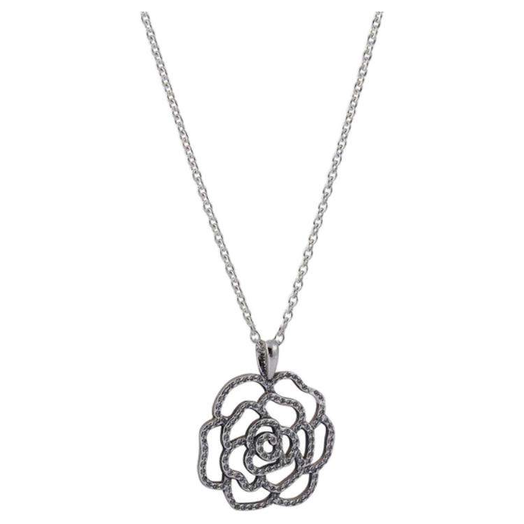 Pandora Hollow Floral Pendant Necklace Women necklace Silver 390368CZ Box