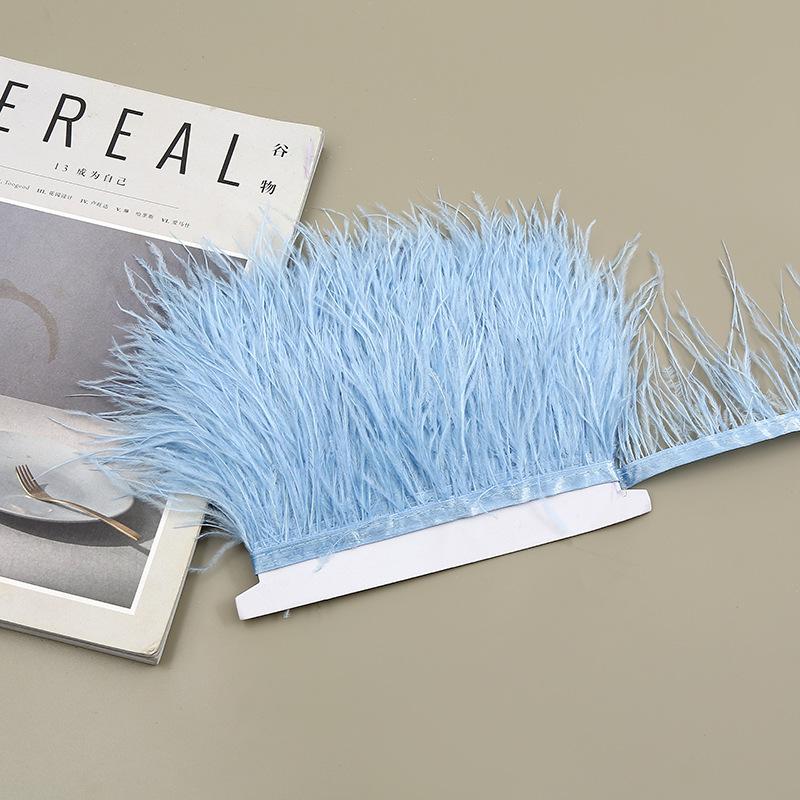 Color 8-10 Cm Ostrich Hair Cloth Edge Clothing Cuffs Hem Ostrich Feather Strips Cloth With Accessories Lace
