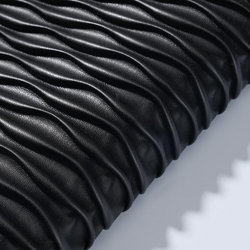 Wireless Quilted 3D Embossed Pleated PU Breathable Waterproof Stretch Fabric for Apparel, Bags, and Shoes