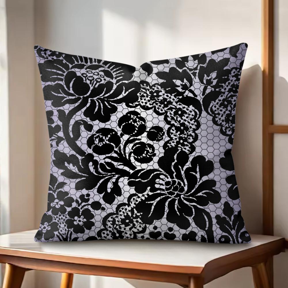 Lace Flower Cushion Cover Natural Linen Organic Fabric DoubleSided Printing Couch Pillow Covers Home Decor
