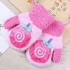Autumn and winter warm coral fleece children's gloves cartoon knitted gloves baby soft neck pronunciation gloves