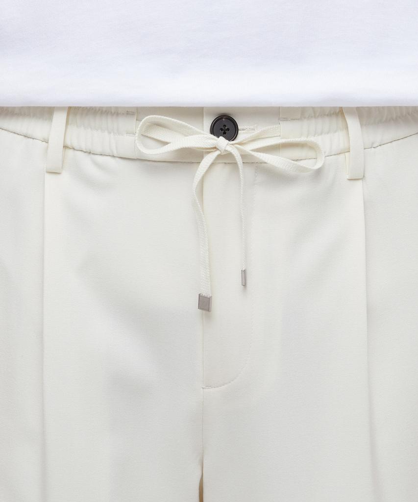Musinsa Standard Lightweight Wide Drawstring Banded Crop Slacks [Cream]