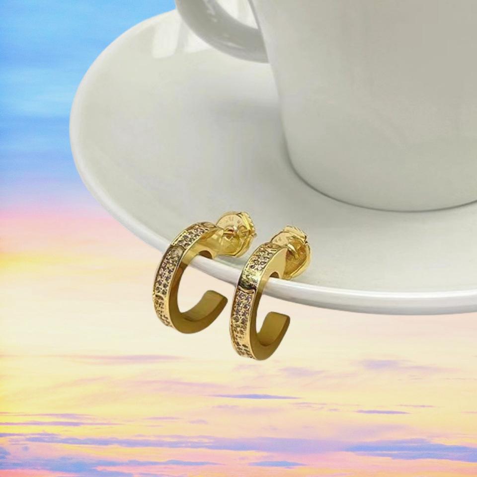 2026 Fashion Personality Caga Earrings Drilled Full Diamond Couple Stud Earrings