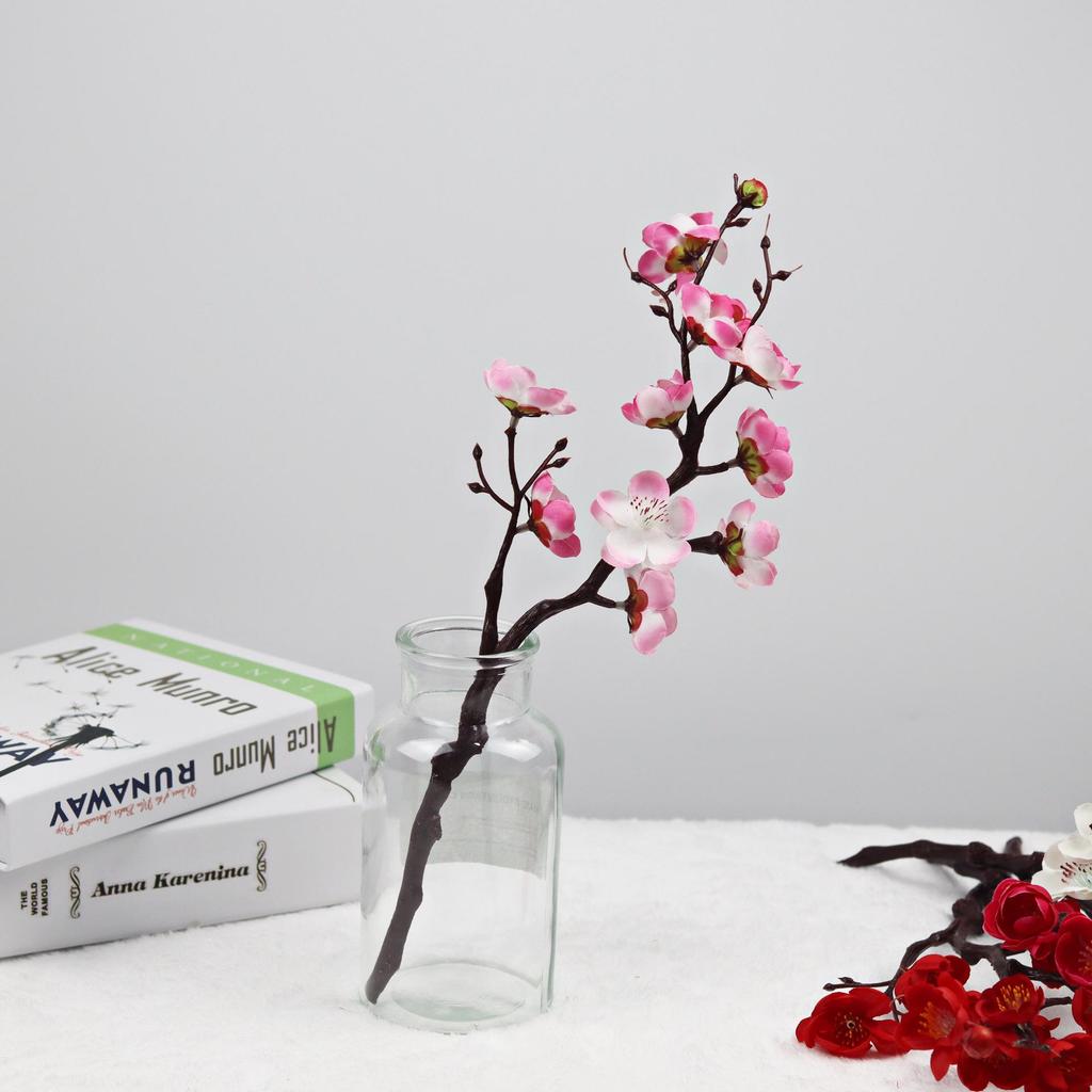 Artificial Red Plum and Peach Blossom Bouquet for Indoor Home Decoration